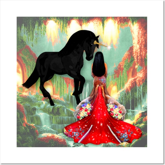 Magical Mermaid and Magical Black Unicorn Wall Art by KC Morcom aka KCM Gems n Bling aka KCM Inspirations